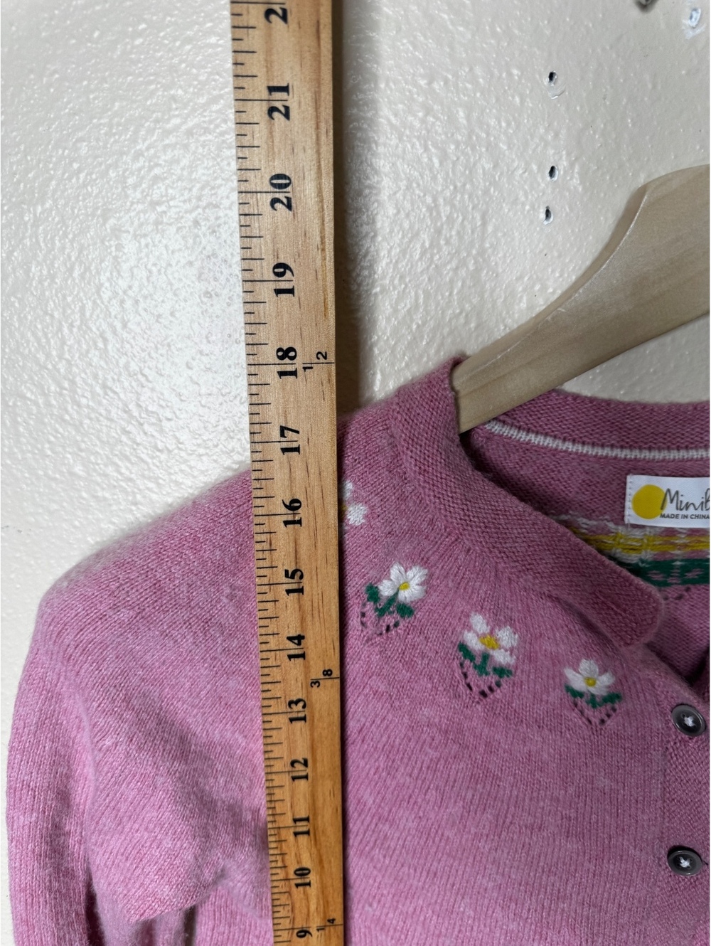 Mini Boden Girls Floral Embroidered Cardigan Pink Wool Blend Buttons 11-12Y - Picture 5 of 7